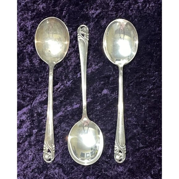 3 Sterling Soup Spoon 110 g 6.5 Inch Flatware Spring Glory International Silver - Picture 2 of 10